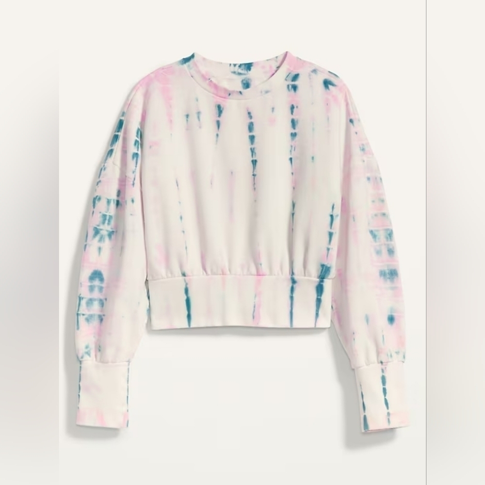 NWOT Old Navy Loose Tie-Dye Cropped Crew-Neck Sweatshirt Women's Size Large